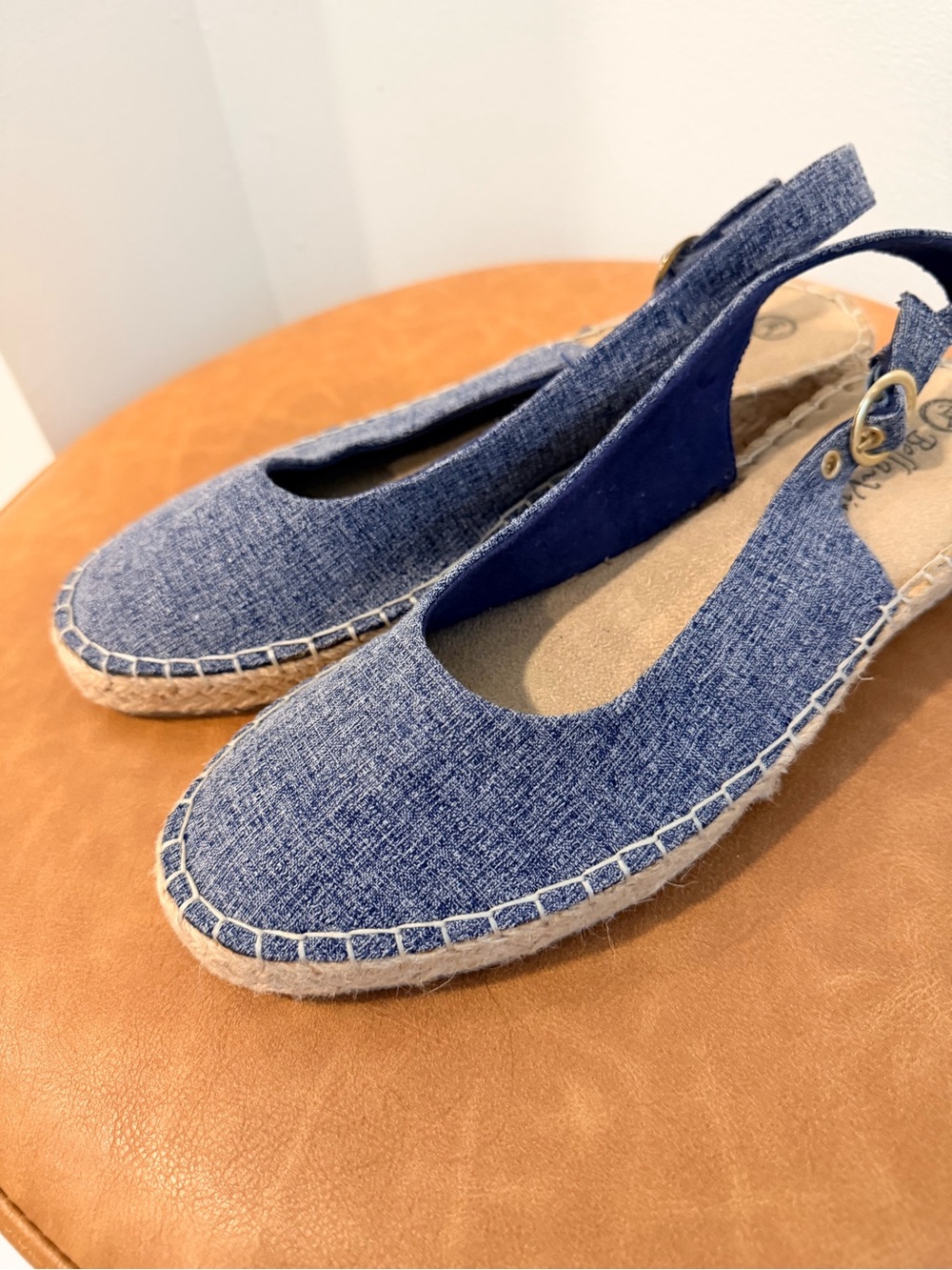 Bella‑Vita Denim Espadrille Slingback Wedge Sandals